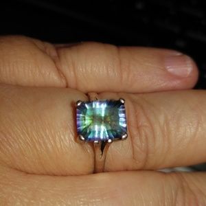 Size 10 Sterling Silver Fire Topaz Ring